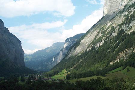 View of Lauterbrunnen valley from Stechelberg
