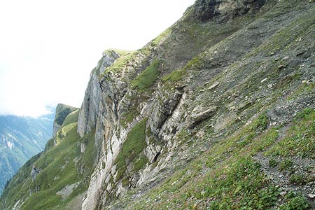 Tricky section of the path across the Tschingel scree
