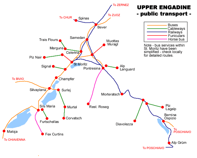Upper Engadine Transport Map