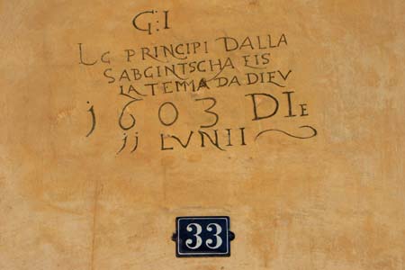 Bever - inscription on a house wall dated 1603