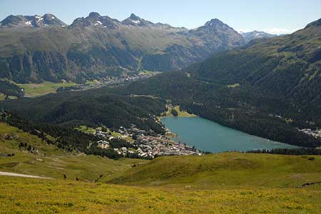 View to St Moritz and its lake