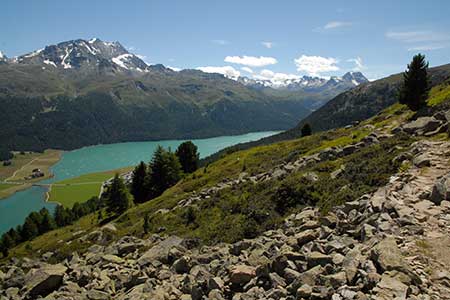 View of lakes from the Via Engiadina