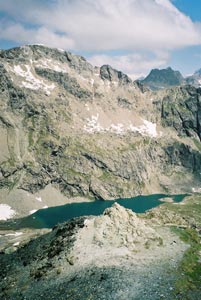 Lac Lunghin and Piz Grevasalvas from Piz Lunghin
