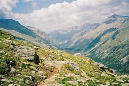 On path to Pontresina high above the Val Roseg