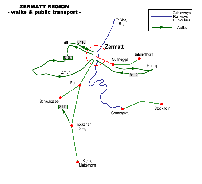 Zerm,att Region Walks Map