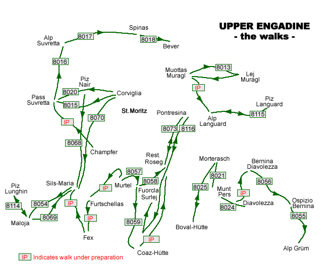 Upper Engadine Walks Map